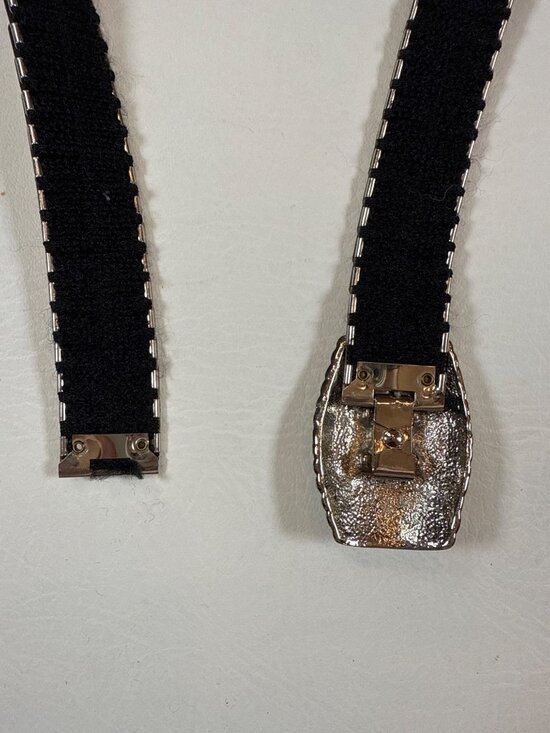 Vintage Silver Metal Stretch Belt Snake Skin Fish Scales Buckle made in USA main image 2